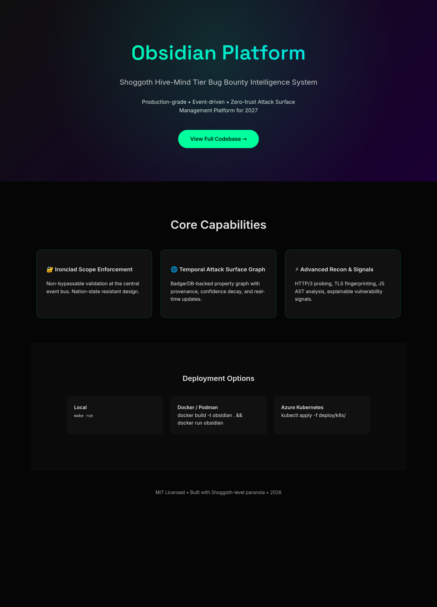 Obsidian Platform — Bug Bounty Intelligence preview